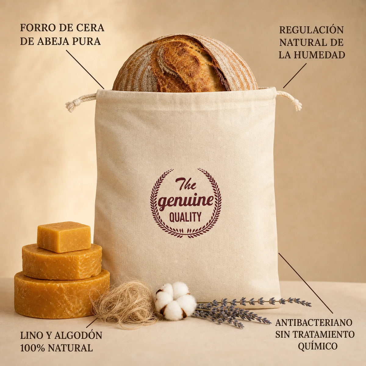 Bolsa para Pan de Cera de Abeja — 32 × 43,5 cm